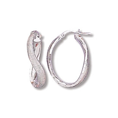 Satin Finish Sterling Silver Twist Hoops - Click Image to Close